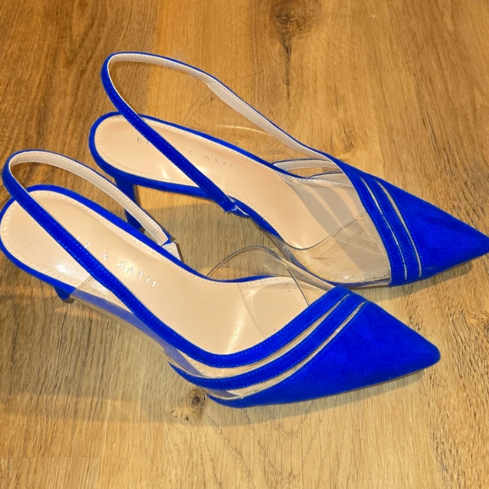 Electric Blue Suede Slingback Pumps